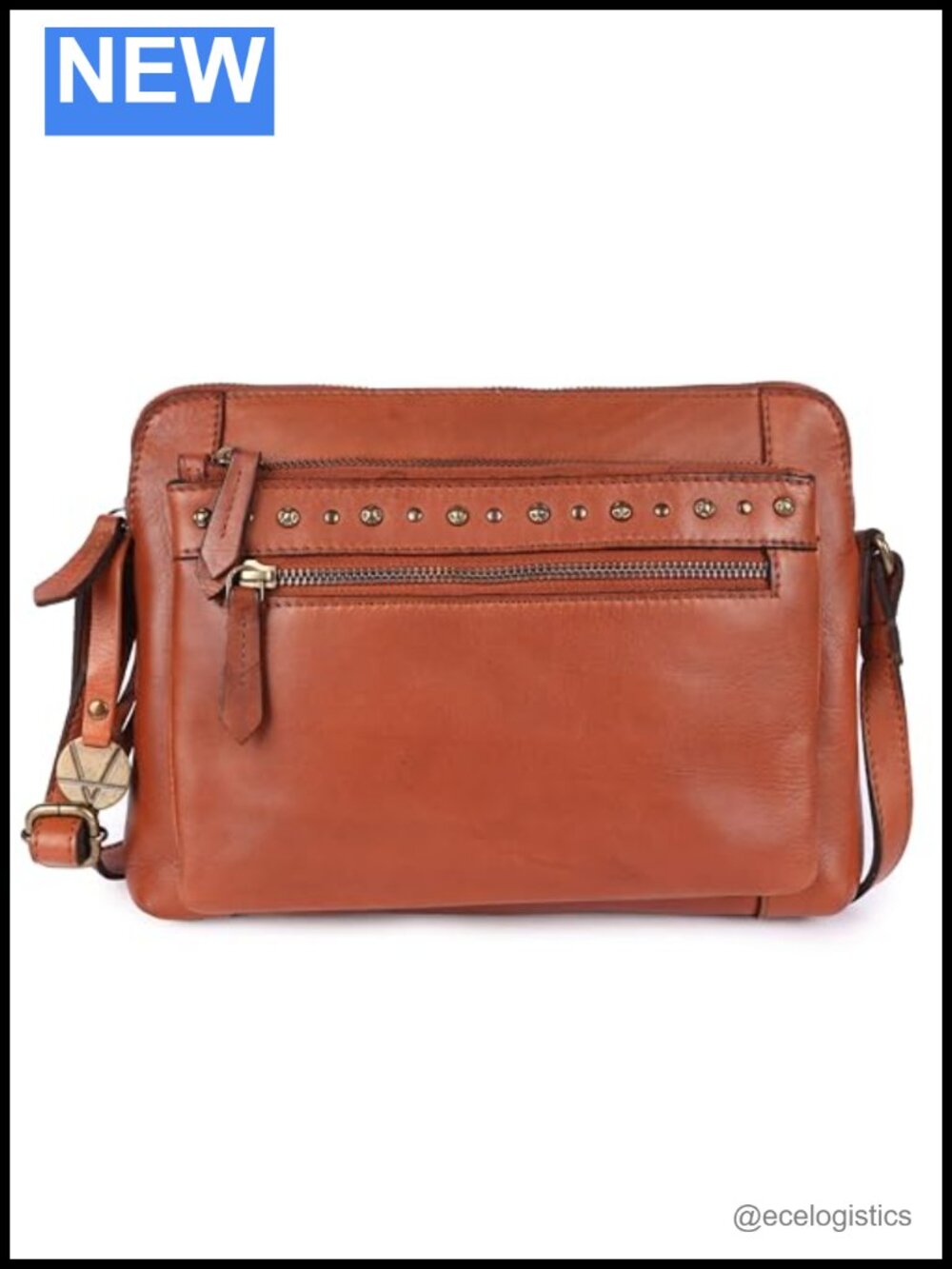 Genuine Italian Leather Boho Studded Crossbody Sling Bag